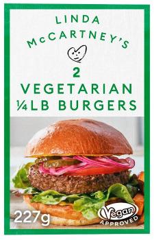 Linda McCartney 2 Vegetarian Quarter Pounders Frozen 227g